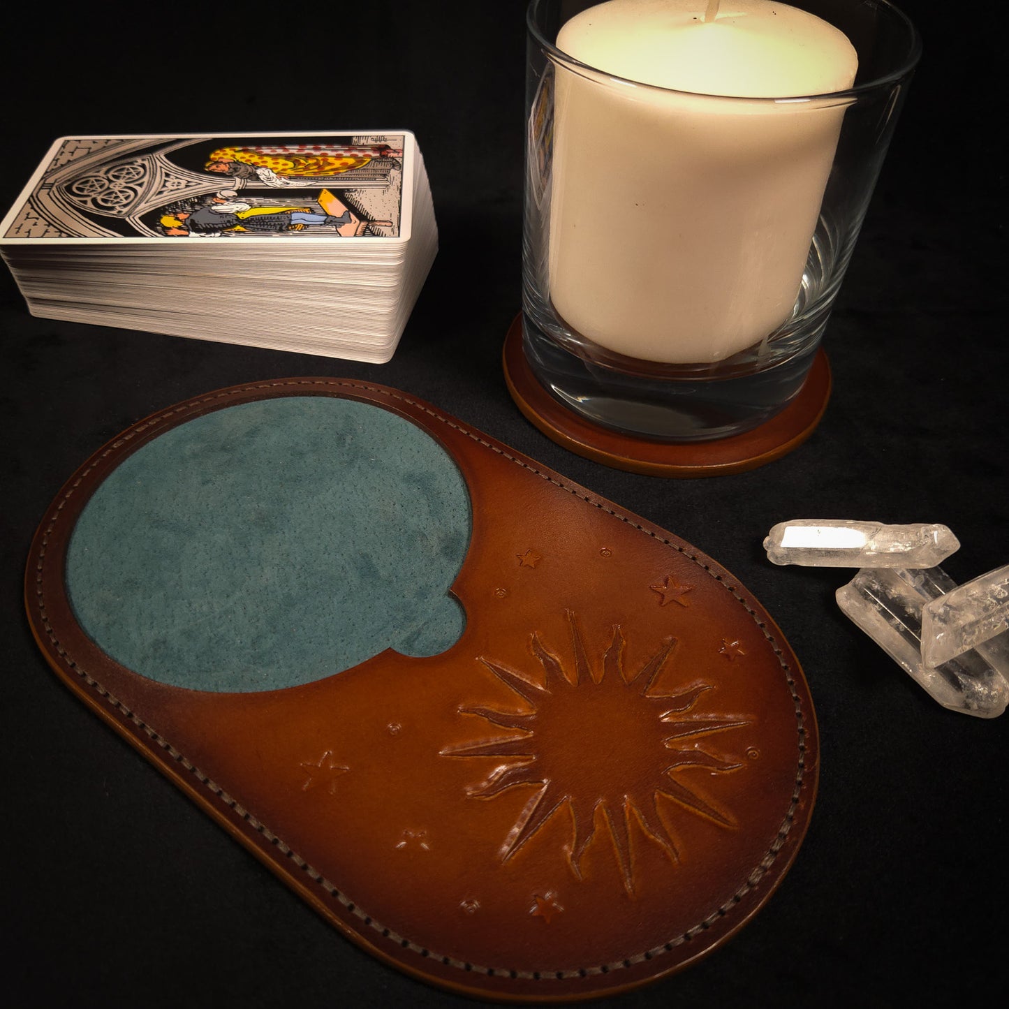 Handmade Leather Ritual Tealight Tray Set (3-Slot)