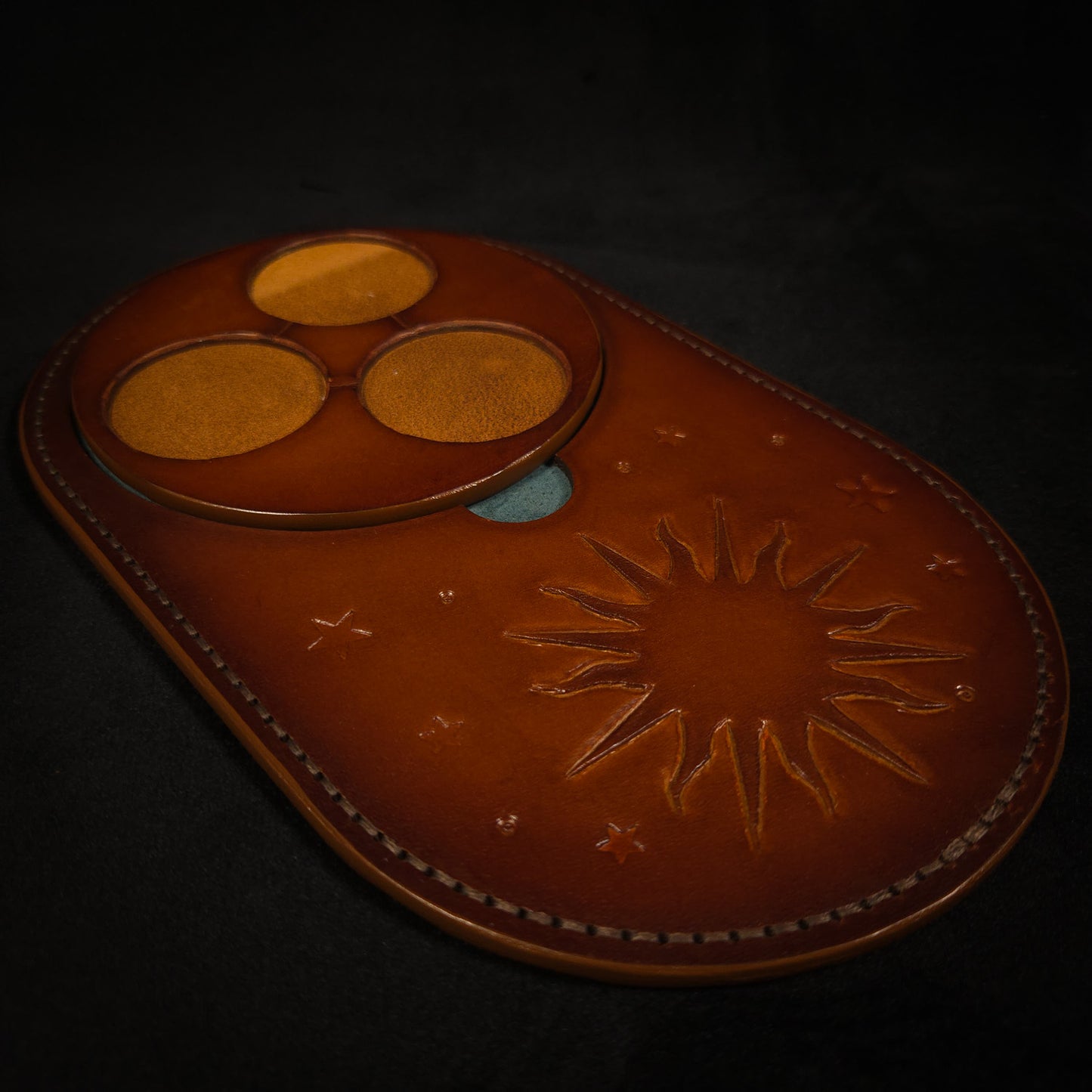 Handmade Leather Ritual Tealight Tray Set (3-Slot)