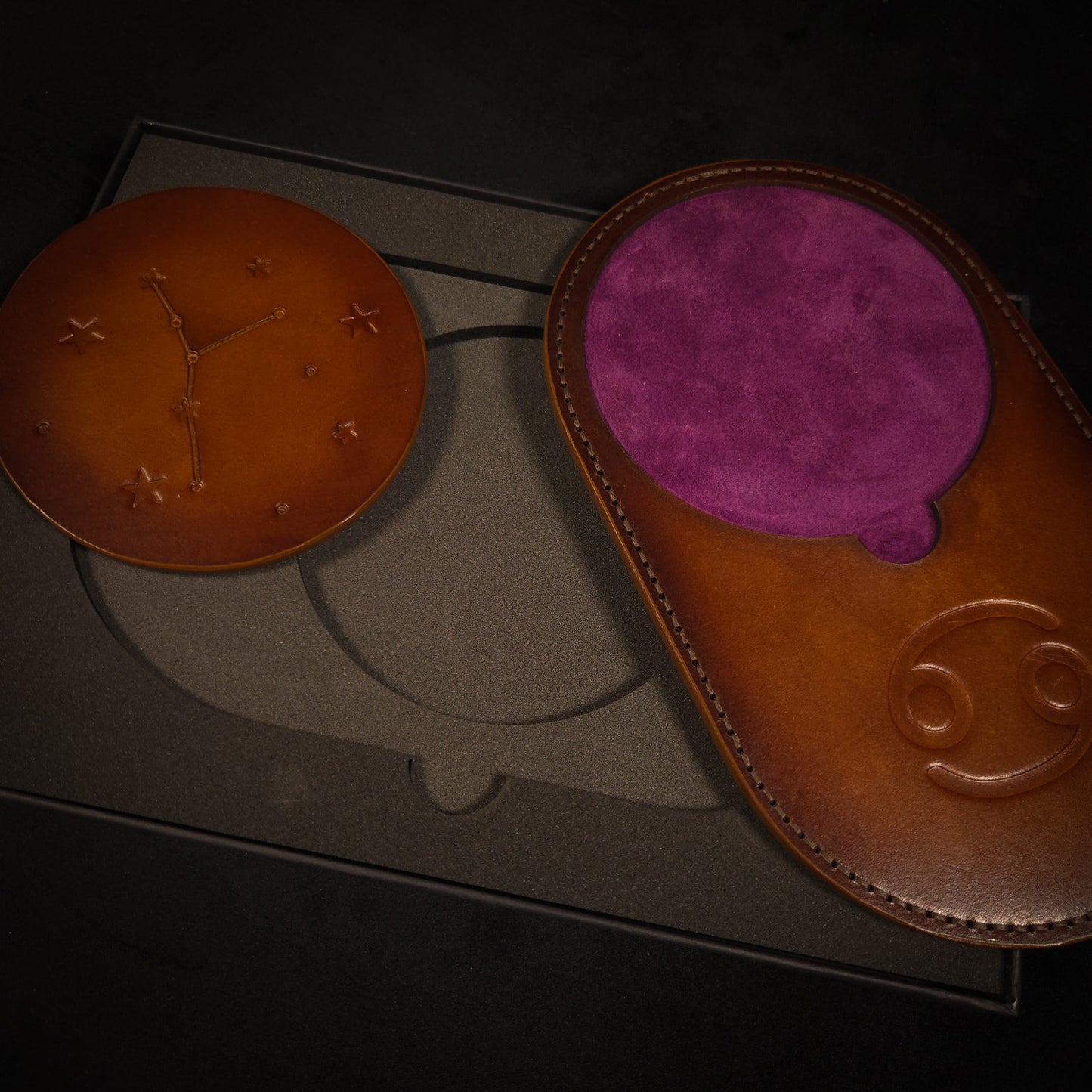 Handmade Leather Ritual Tealight Tray Set (3-Slot)