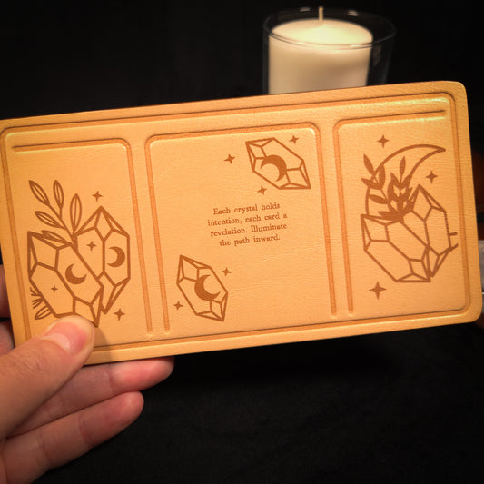 Handmade Leather Pocket Crystal Tarot Alter Mat (Fate Edition)