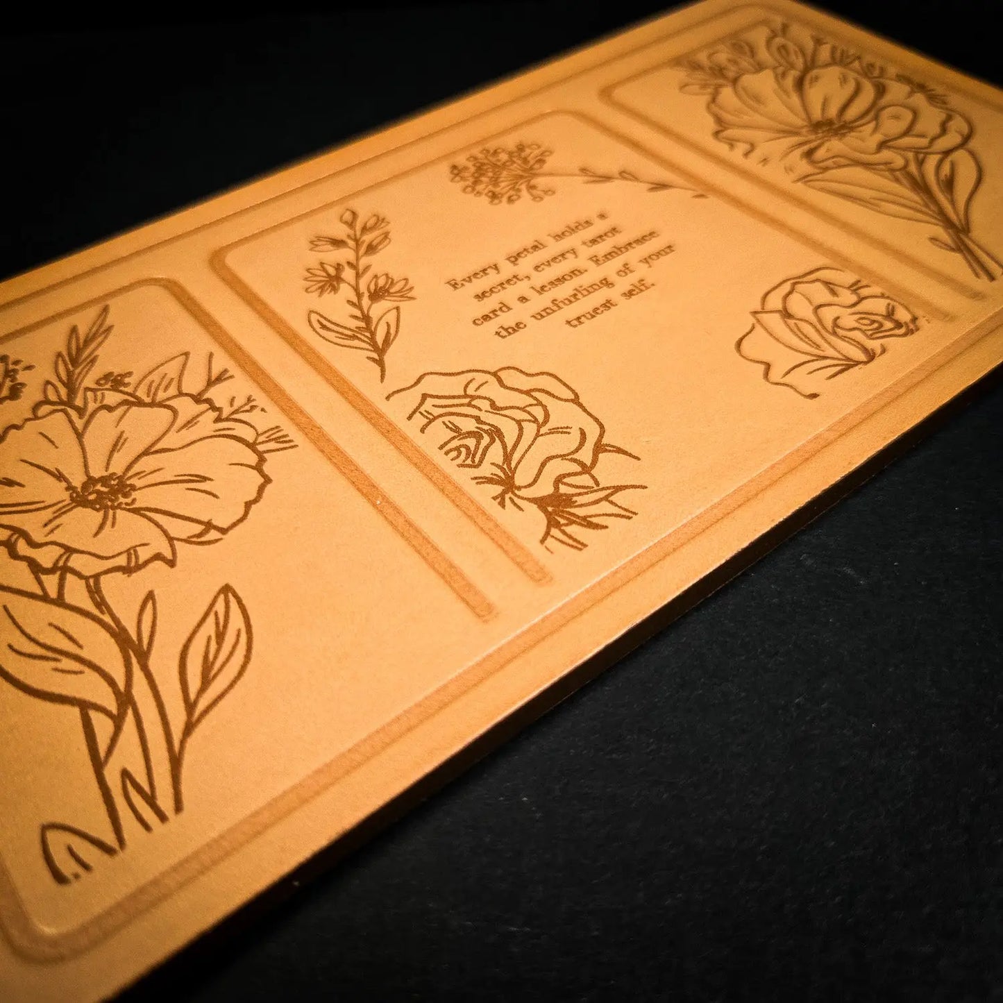 Handmade Leather Pocket Floral Tarot Alter Mat (Fate Edition)