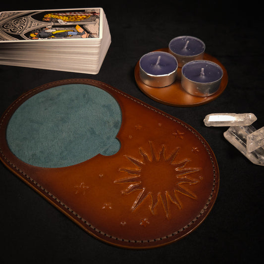 Handmade Leather Ritual Tealight Tray Set (3-Slot)
