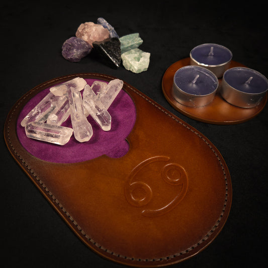 Handmade Leather Ritual Tealight Tray Set (3-Slot)