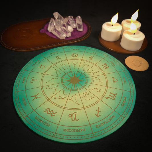 Handmade Leather Zodiac Wheel Mat (Prototypes)