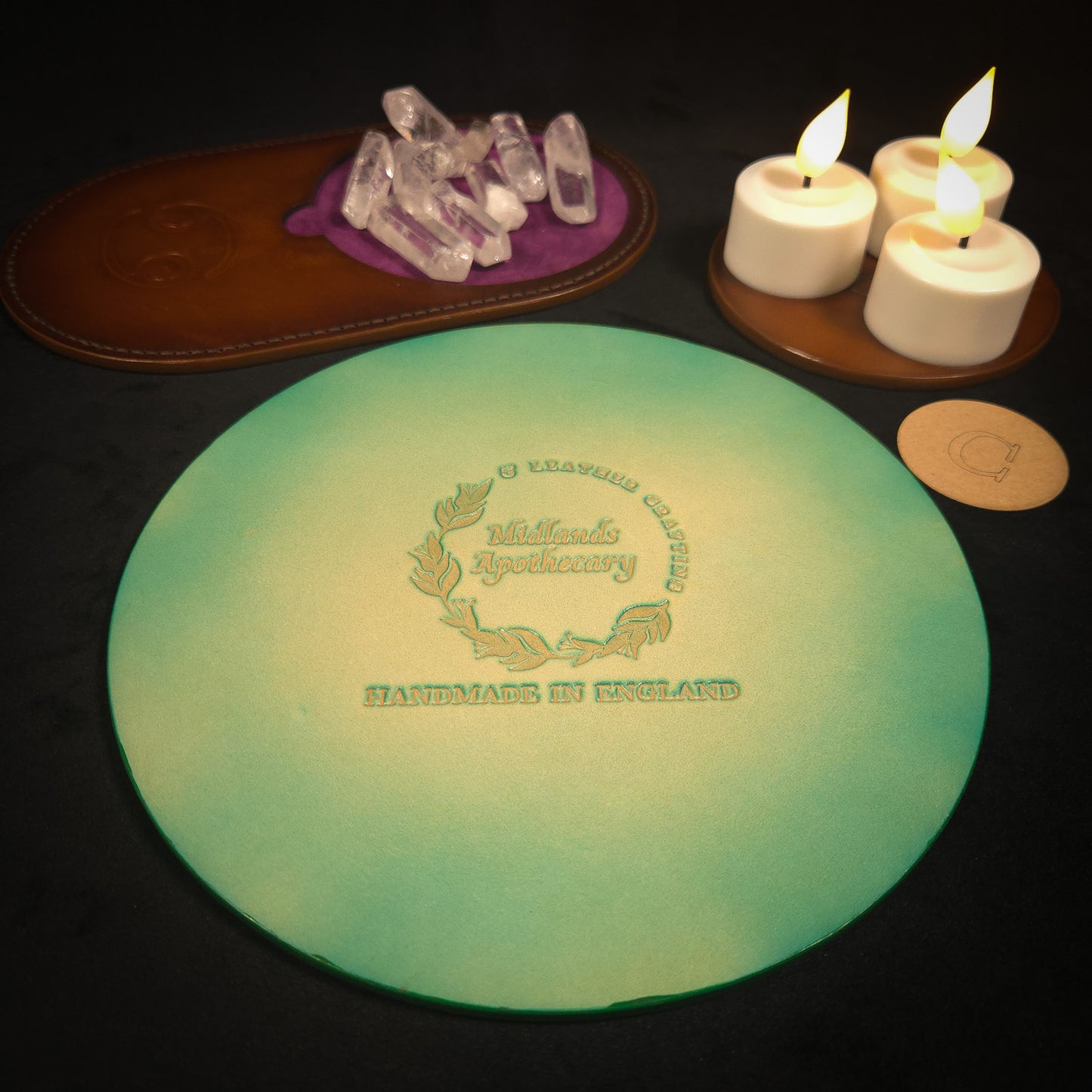 Handmade Leather Zodiac Wheel Mat (Prototypes)