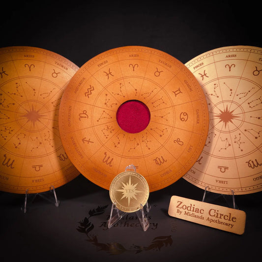 Handmade Leather Zodiac Wheel Mat