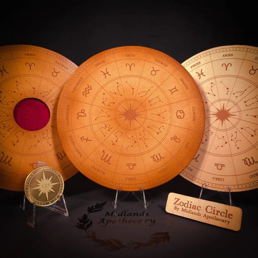 Handmade Leather Zodiac Wheel Mat