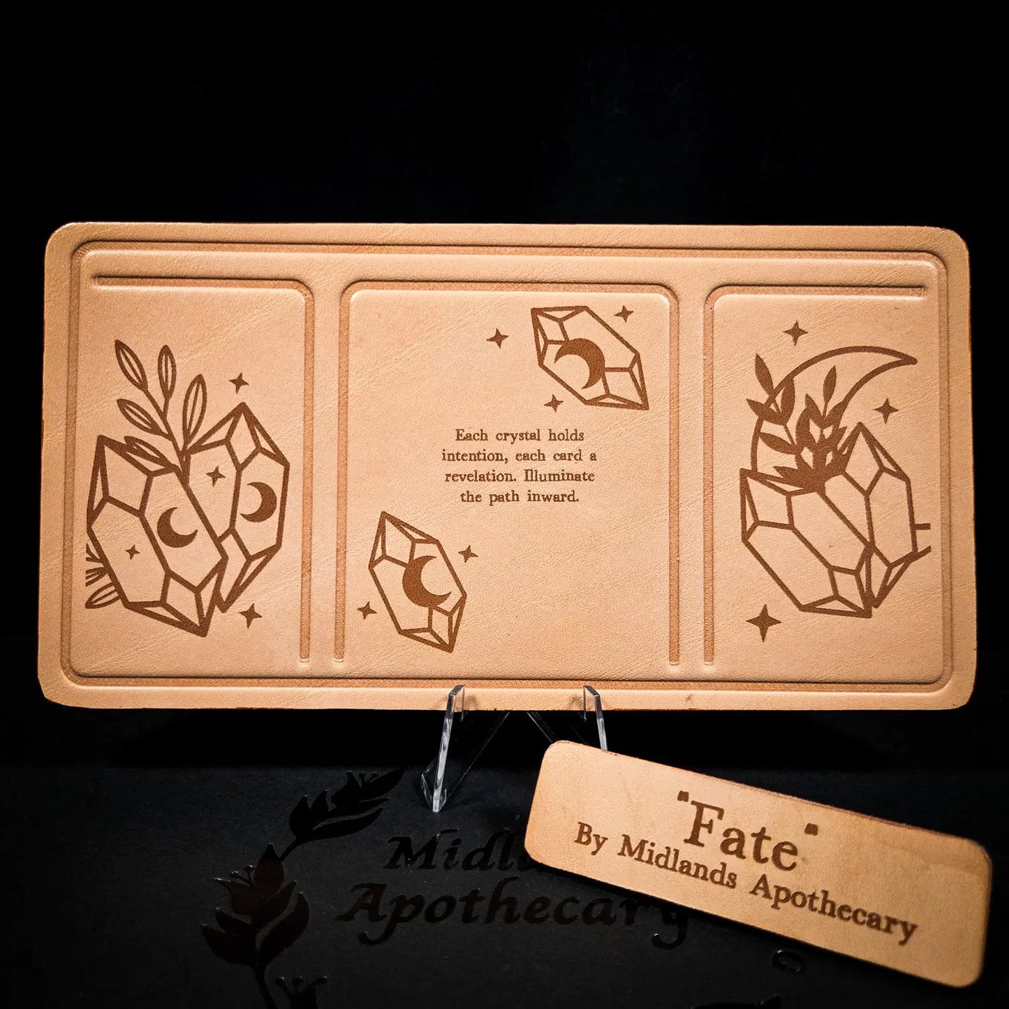 Handmade Leather Pocket Crystal Tarot Alter Mat (Fate Edition)