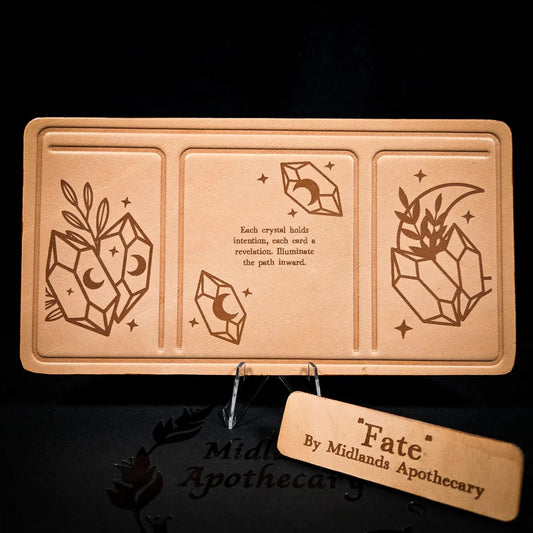 Handmade Leather Pocket Crystal Tarot Alter Mat (Fate Edition)